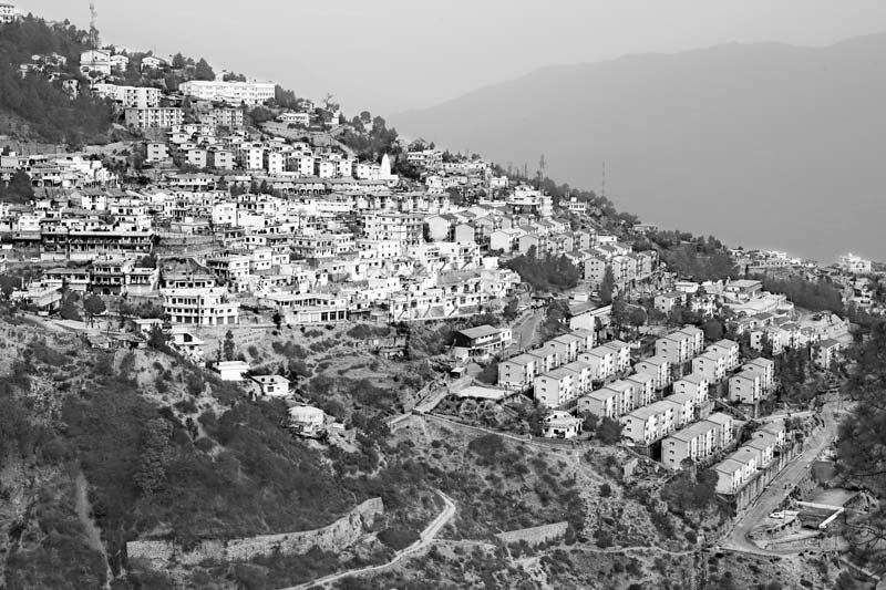 The new Tehri settlement (New Tehri  town) in Tehri-Garhwal district, Uttarakhand - exemplifying how urbanization is a leading factor underlying deforestation and landscape changes in India, transforming natural environments
